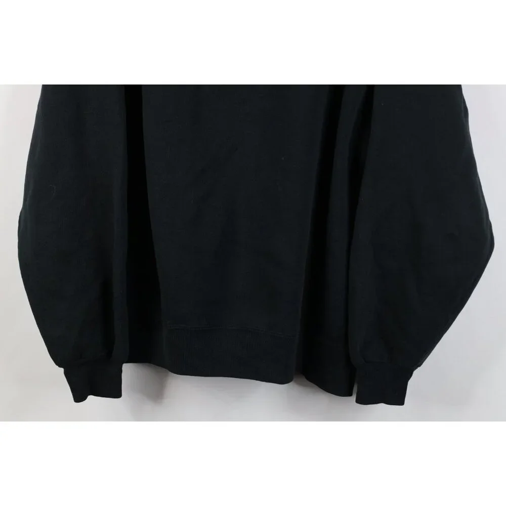 Vintage 90s Streetwear Mens XL Distressed Blank Crewneck Sweatshirt Black USA - Picture 3 of 12